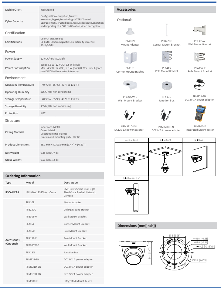 ENS Diamond ANC2I389T-IRAPV 8MP 4K Turret IP Camera 2.8mm Full Color Dual Light with Mic