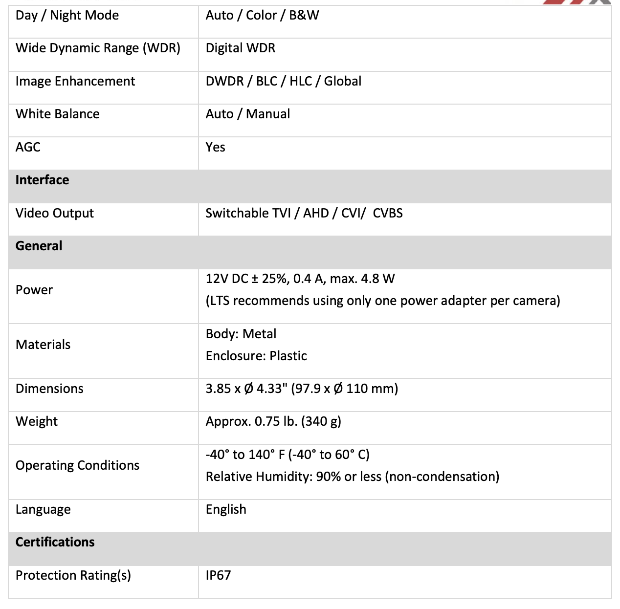 LTS Platinum CMHT1782-28LF TVI/AHD/CVI/CVBS 4K/8MP 2.8m Wide Angle Hybrid Light Turret Camera LTCMHT1782-28LF Replacement for CMHT1782-28F