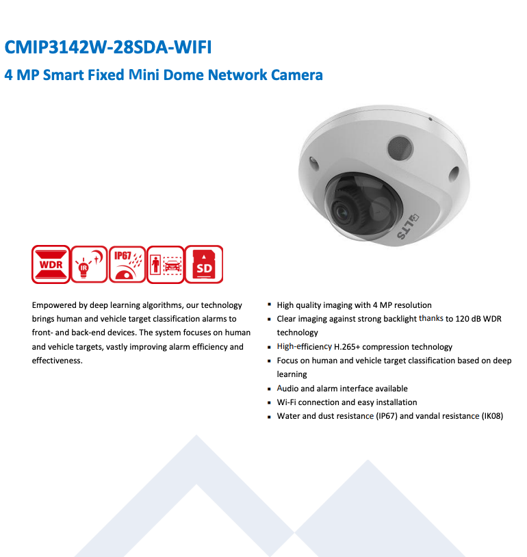 LTS Platinum CMIP3142W-28SDA-WIFI IP 4MP 2.8mm Built-in Mic WDR WIFI Security Dome Camera LTCMIP3142W-28SDA-WIFI Replacement for CMIP3142NW-28SWIFI