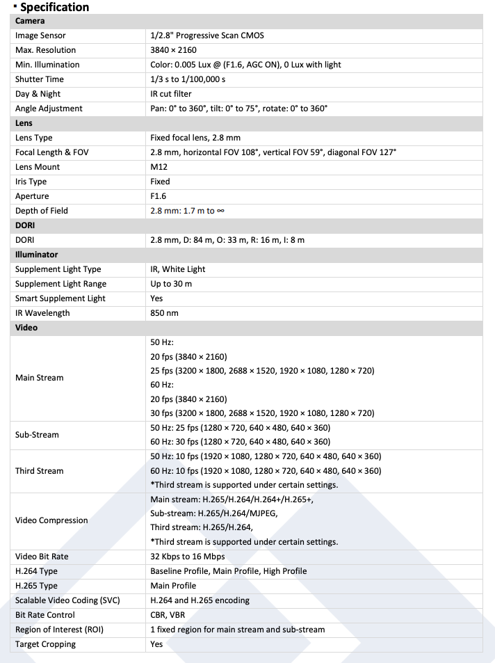 LTS Platinum CMIP3382WI-28SDL IP 8MP/4K 2.8mm Hybrid Light Active Deterrence WDR Dome Camera LTCMIP3382WI-28SDL Replacement for CMIP3382W-28MDA, CMIP3382NW-28MA, CMIP3382NW-28M