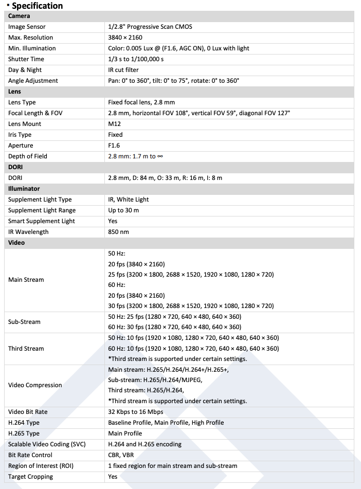 LTS Platinum CMIP3382WIB-28SDL IP 8MP 2.8mm Len Ai Hybrid Light Active Deterrence Dome Camera