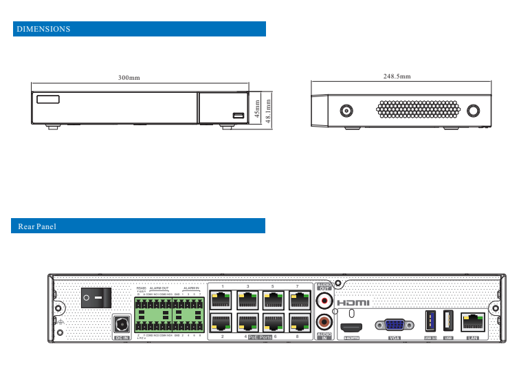 ENS Titanium ED9308H5NV-8P-ANB IP 8CH 80/80Mb Up to 12MP 8 Port PoE 4K HDMI 1xSATA NDAA NVR