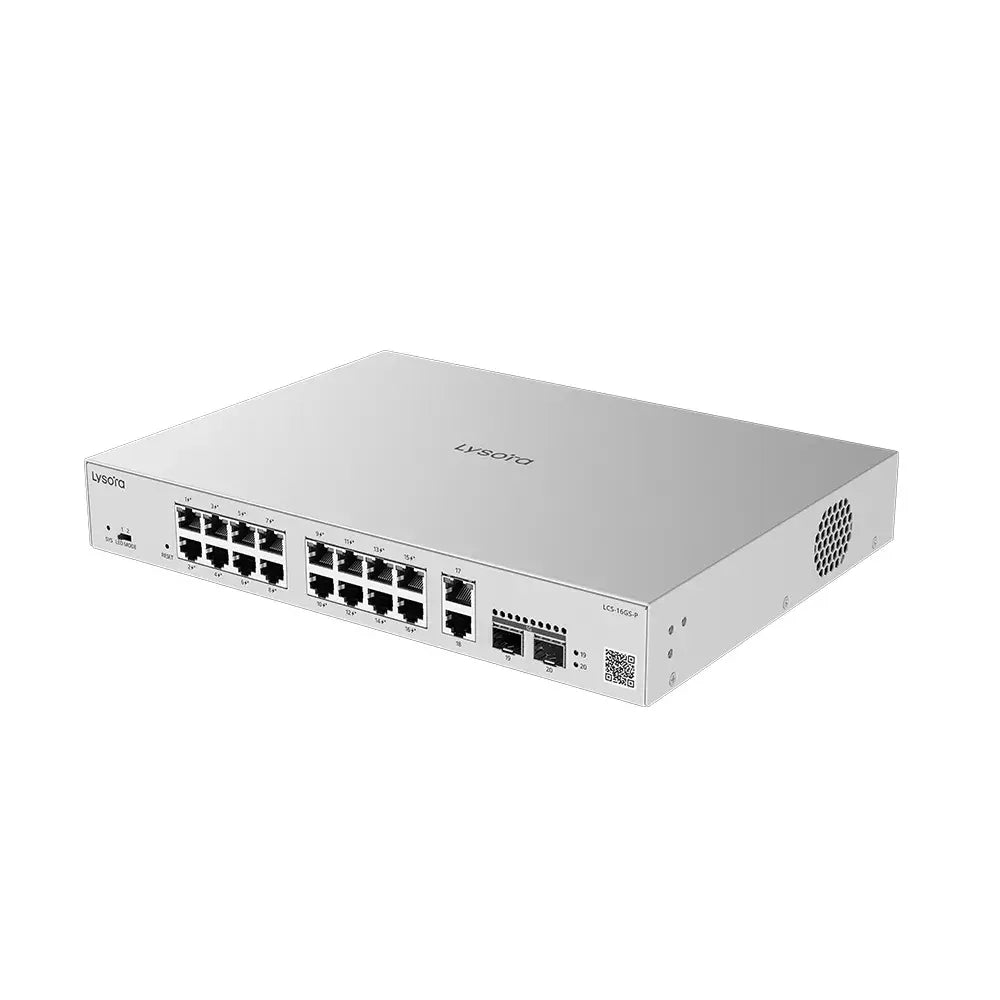 Lysora LCS-16GS-P 16-Port Gigabit Cloud Managed PoE Switch with 2 SFP Uplinks NDAA