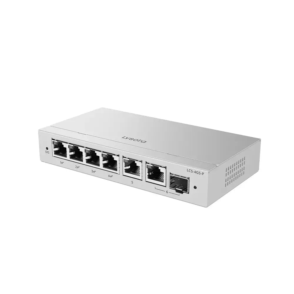 Lysora LCS-4GS-P 4-Port Gigabit Cloud Managed PoE Switch with Combo SFP Uplink NDAA