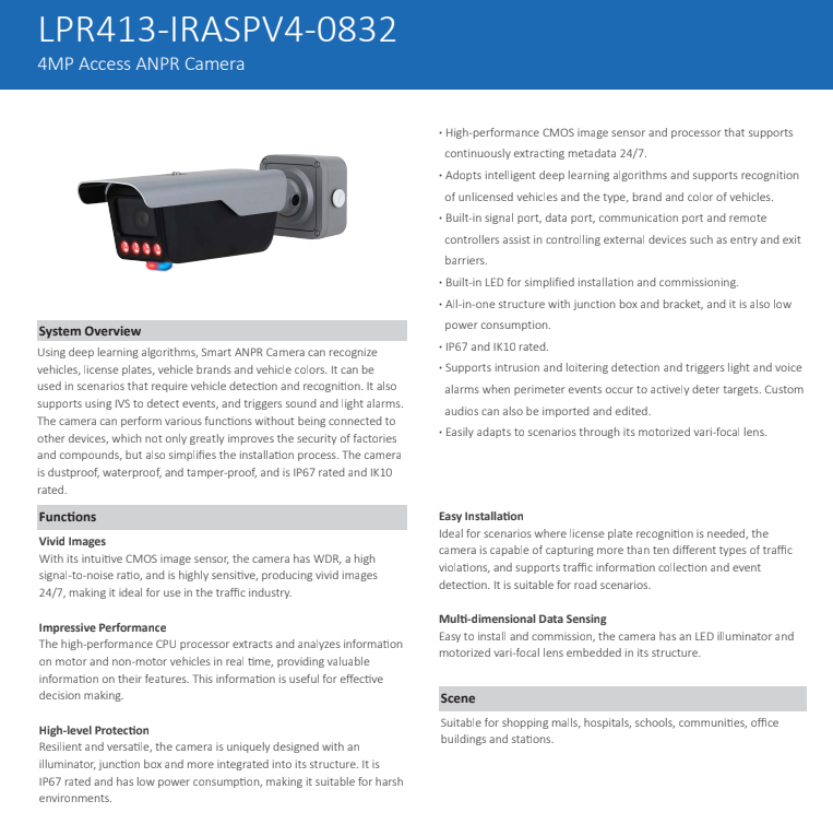ENS Diamond LPR413-IRASPV4-0832 4MP LPR Bullet IP Security Camera 8-32mm Motorized