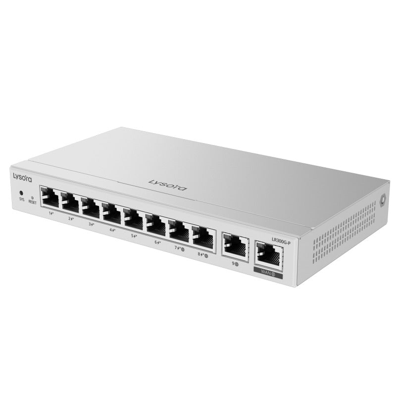 Lysora LR300G-P 10-Port Gigabit Cloud Managed PoE Router 1.5Gbps 110W Budget NDAA