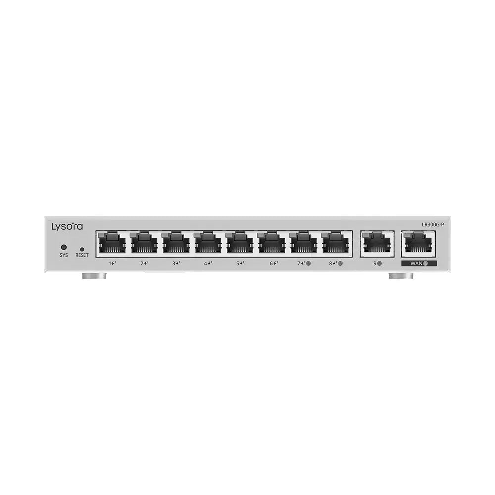 Lysora LR300G-P 10-Port Gigabit Cloud Managed PoE Router 1.5Gbps 110W Budget NDAA