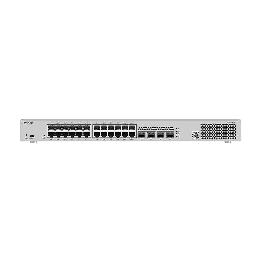 Lysora LS2-24GT4SFP-P 24-Port Gigabit L2 Managed PoE Switch with 4 SFP Uplinks NDAA