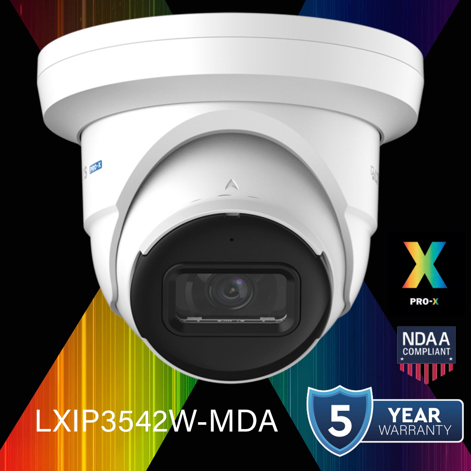 LTS Pro-X LXIP3542W-MDA IP 4MP 30fps 3.6mm Lens 98ft Matrix IR LED Ai Mic NDAA Dome Camera