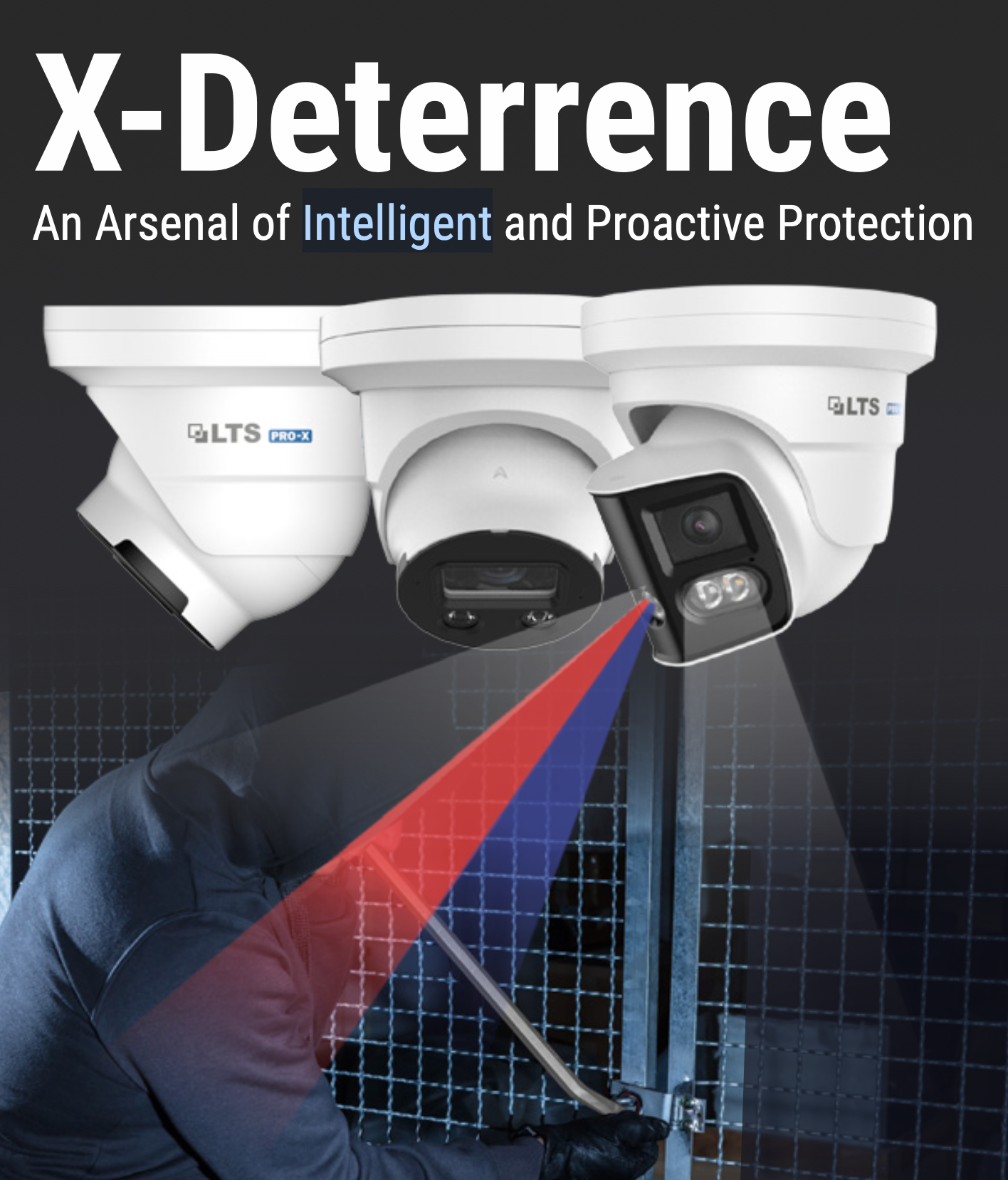 LTS Pro-X LXIP3C8PWI-SDL PRO-X IP 2x4MP 180 Angle Pano Deterrence 2 Ways Audio Ai Camera