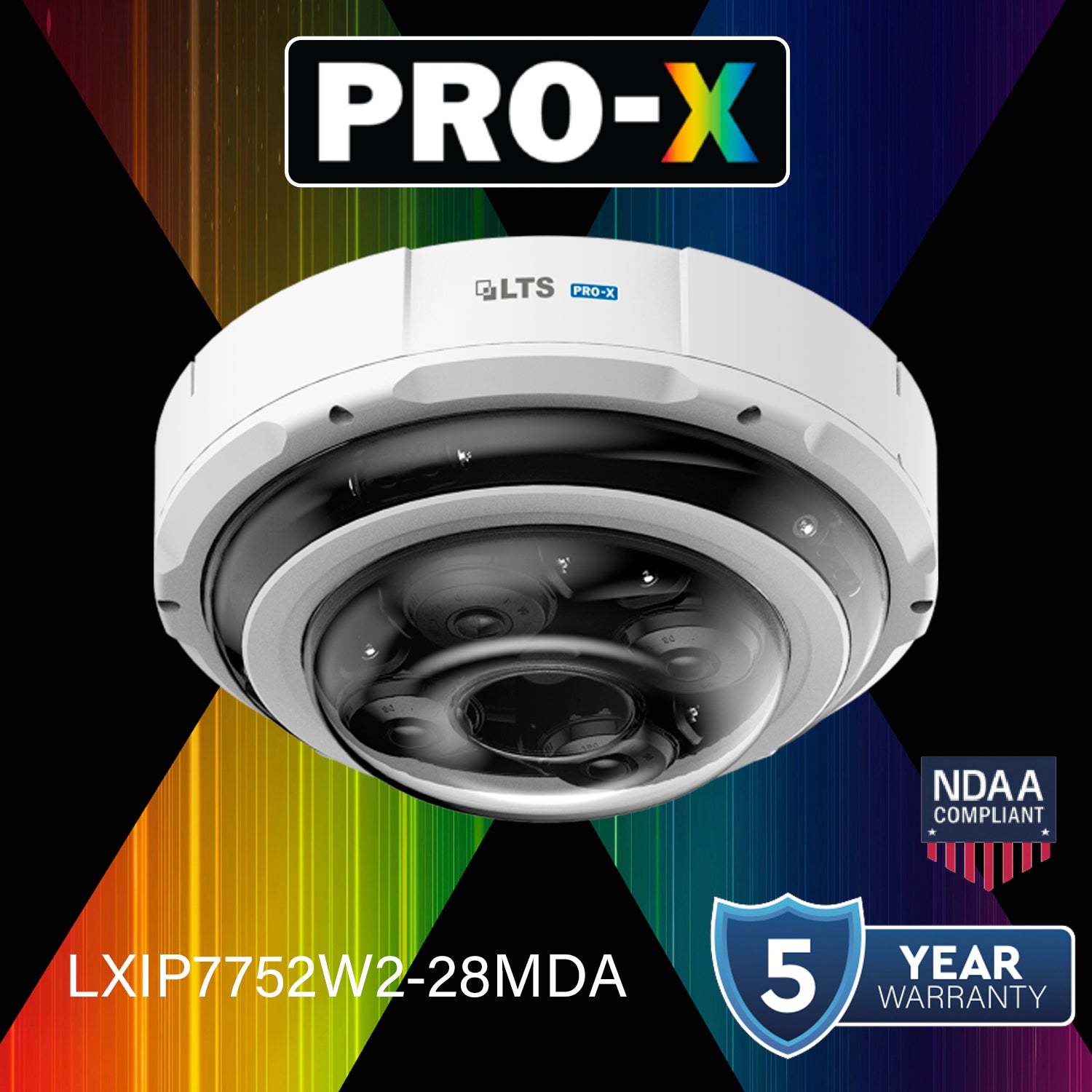 LTS Pro-X LXIP7553W4-SZ12 PRO-X IP 4x5MP 2.8-12mm People Counting Panoramic Ai Dome Camera