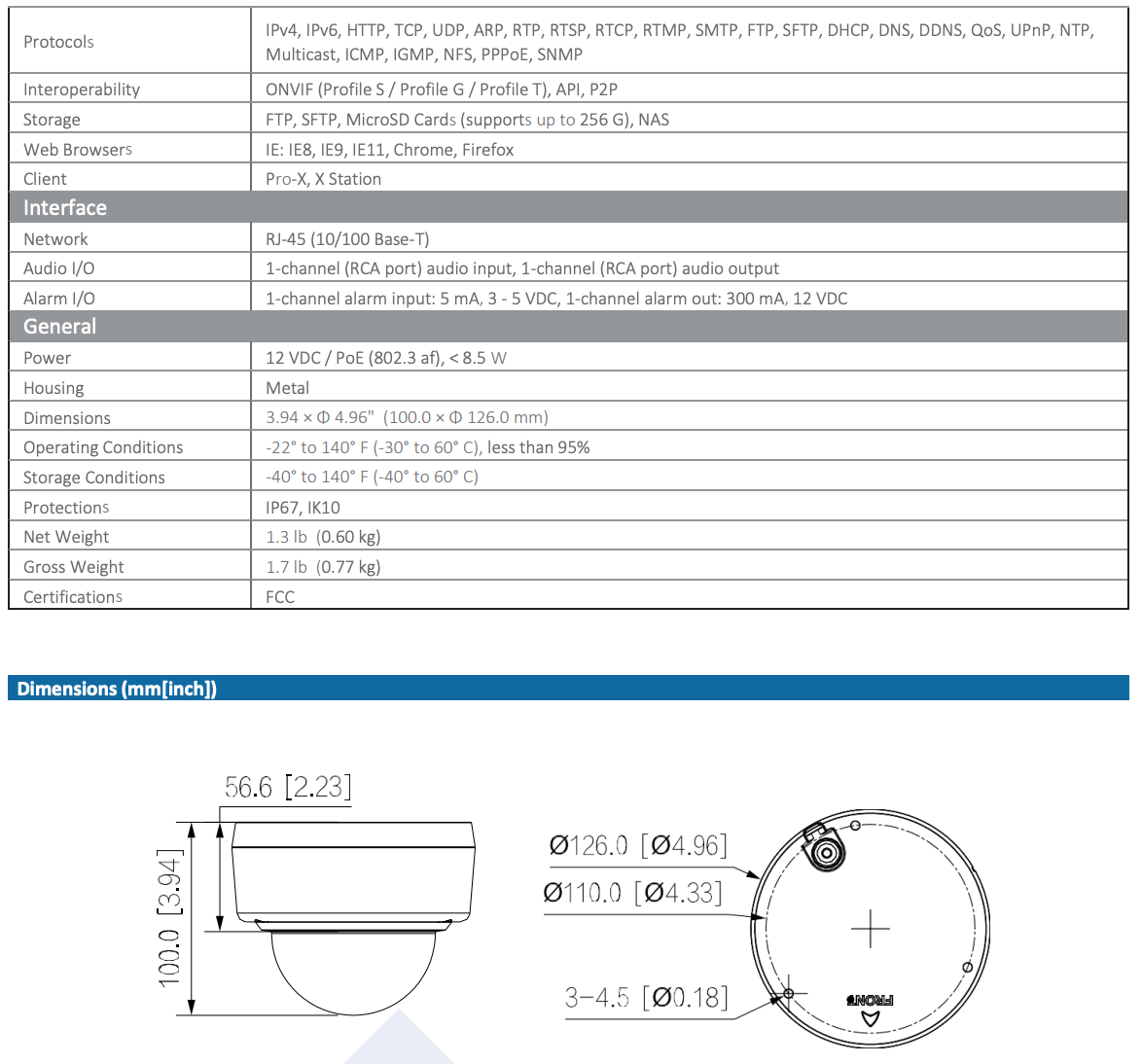 LTS Pro-X LXIP7743W-SDZ Pro-X IP 4MP 2.7-13.5mm 131ft IR WDR Built in Mic Ai Dome Camera