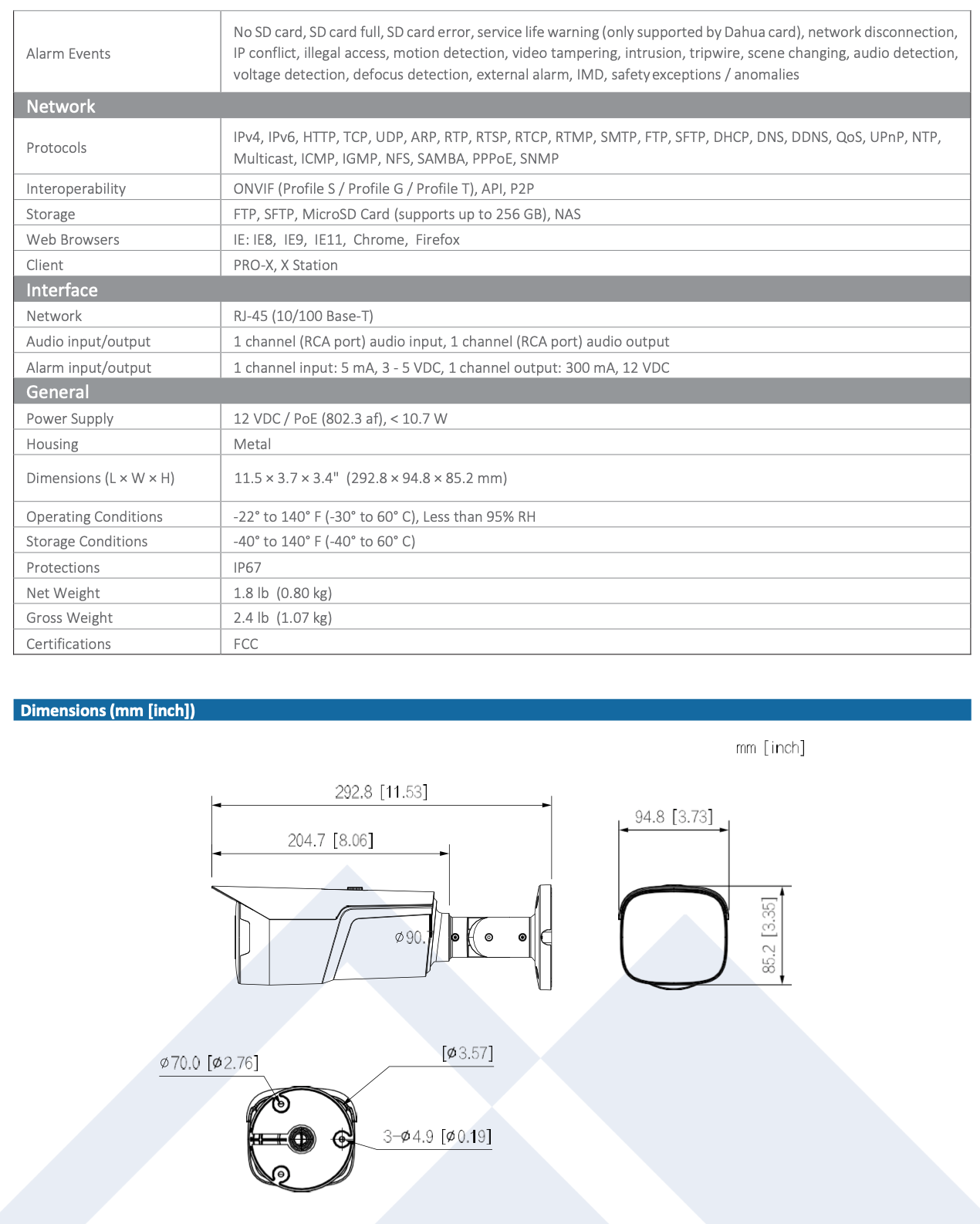 LTS Pro-X LXIP8783W-SDZ PRO-X 8MP/4K 2.7-13.5mm VF Lens WDR Ai 197ft IR PoE Bullet Camera