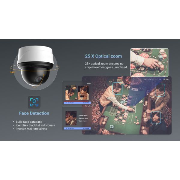 LTS Pro-X LXPTZIP424W-25XIR IP 4MP 25x Zoom Invisible IR Auto Tracking indoor PTZ Camera Replacement for LXPTZIP414W-X25IR