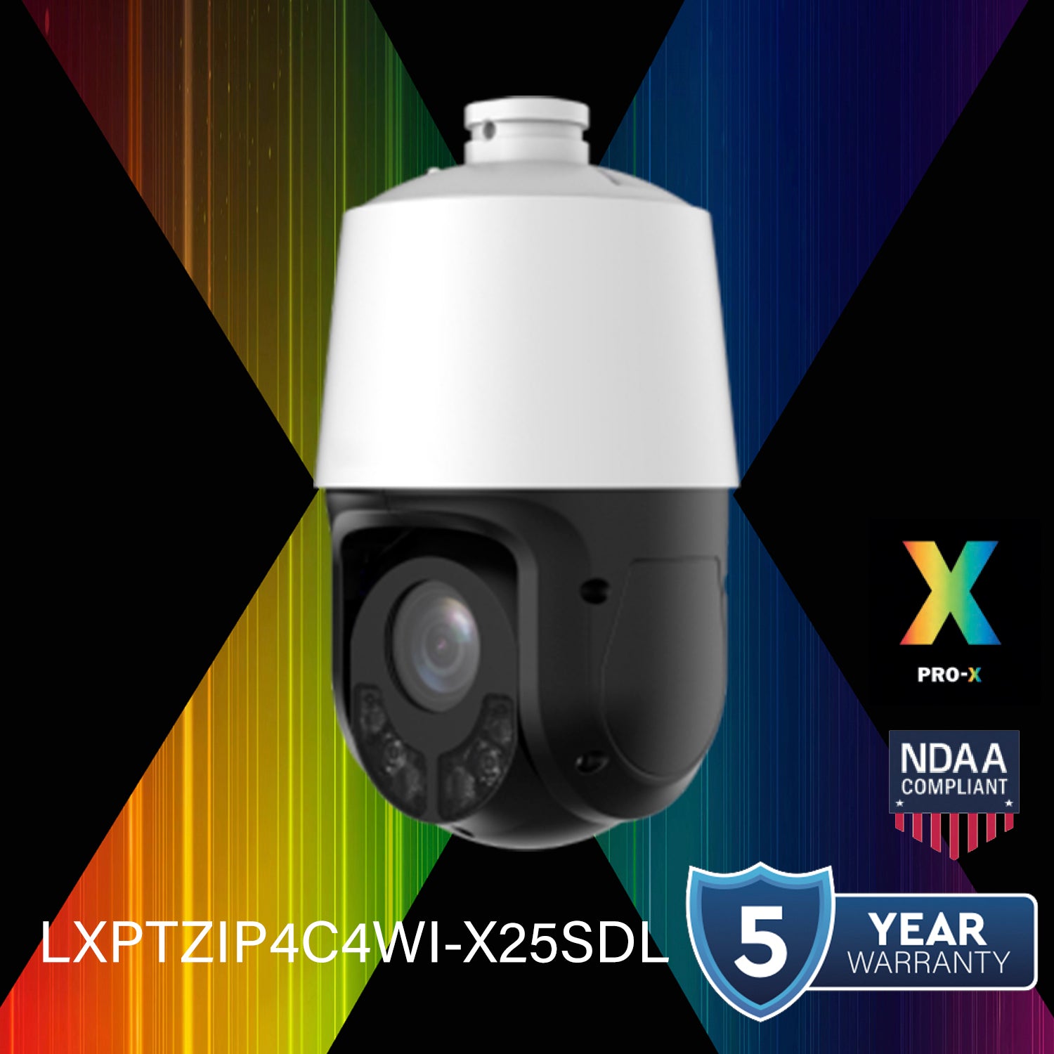 LTS Pro-X LXPTZIP4C4WI-X25SDL IP 4MP 25X PTZ ColorHybrid Auto Tracking Active Deterrence NDAA Camera Replacement for LXPTZIP414W-X25IR
