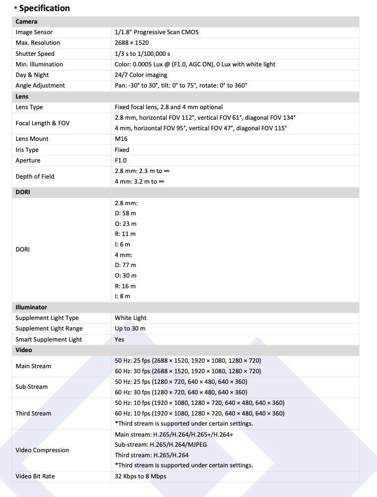 LTS Platinum CMIP1C42W-28MDA IP 4MP Color 247 Built In Mic Deep learning Vandal Dome Camera