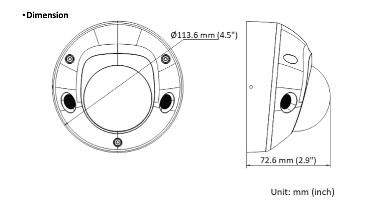 LTS Platinum CMIP1C42W-28MDA IP 4MP Color 247 Built In Mic Deep learning Vandal Dome Camera