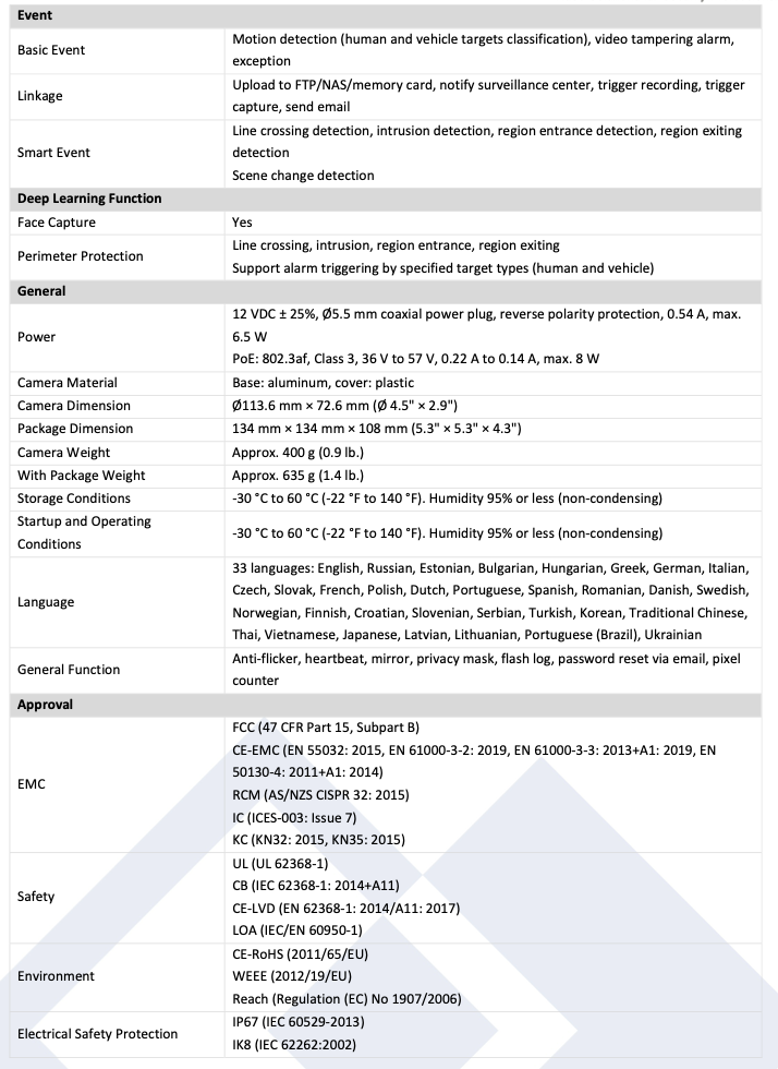 LTS Platinum CMIP1C42WB-28MDA IP 4MP Color 247 Built In Mic Deep Learning Vandal Dome Camera