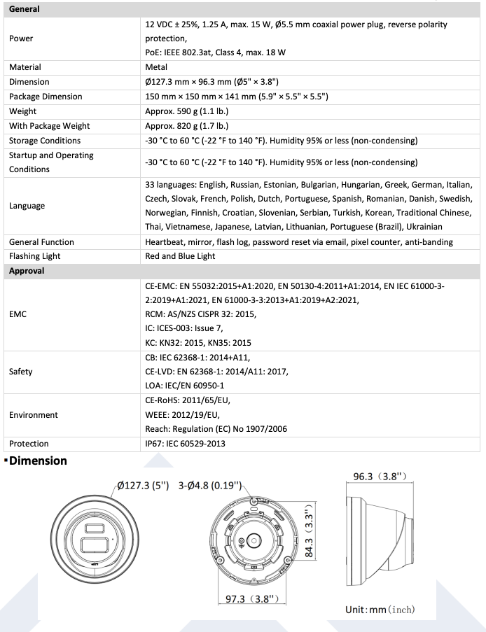 LTS Platinum CMIP3382WI-28SDL IP 8MP/4K 2.8mm Hybrid Light Active Deterrence WDR Dome Camera LTCMIP3382WI-28SDL Replacement for CMIP3382W-28MDA, CMIP3382NW-28MA, CMIP3382NW-28M
