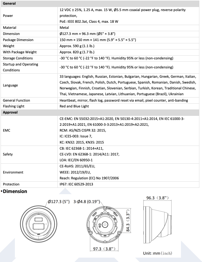 LTS Platinum CMIP3382WIB-28SDL IP 8MP 2.8mm Len Ai Hybrid Light Active Deterrence Dome Camera