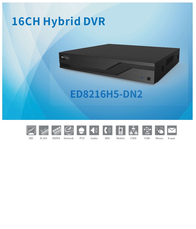 ENS Titanium ED8216H5-DN2 16CH 5MP Lite TVI/AHD/CVI/Analog+8CH 5MP IP Max 24CH 1080p NDAA DVR