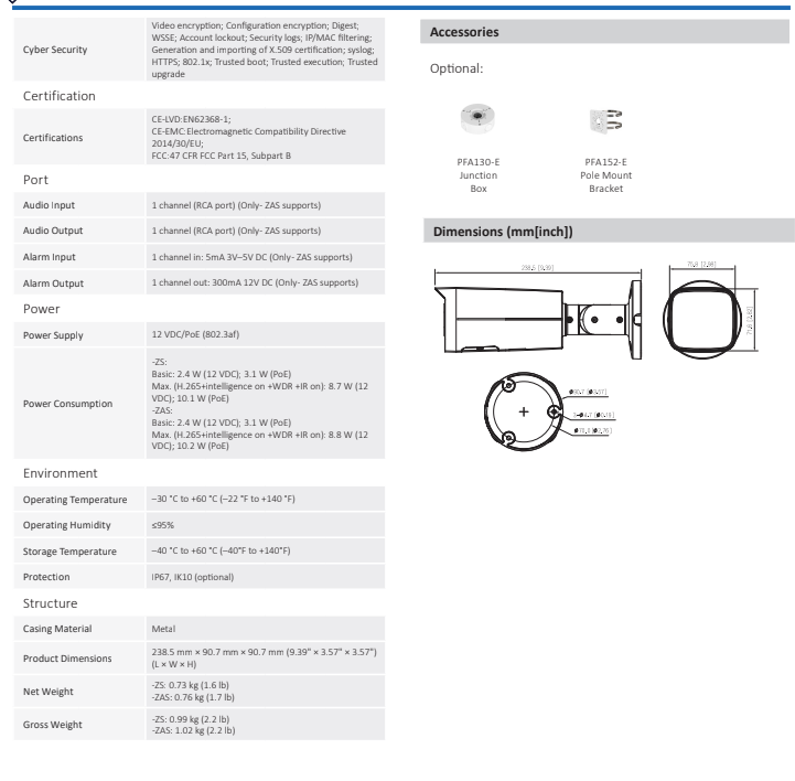 ENS Diamond HNC3IV141T-IR-ZAS IP 4MP 2.7-13.5mm 197ft IR Motorized With Mic Bullet Camera
