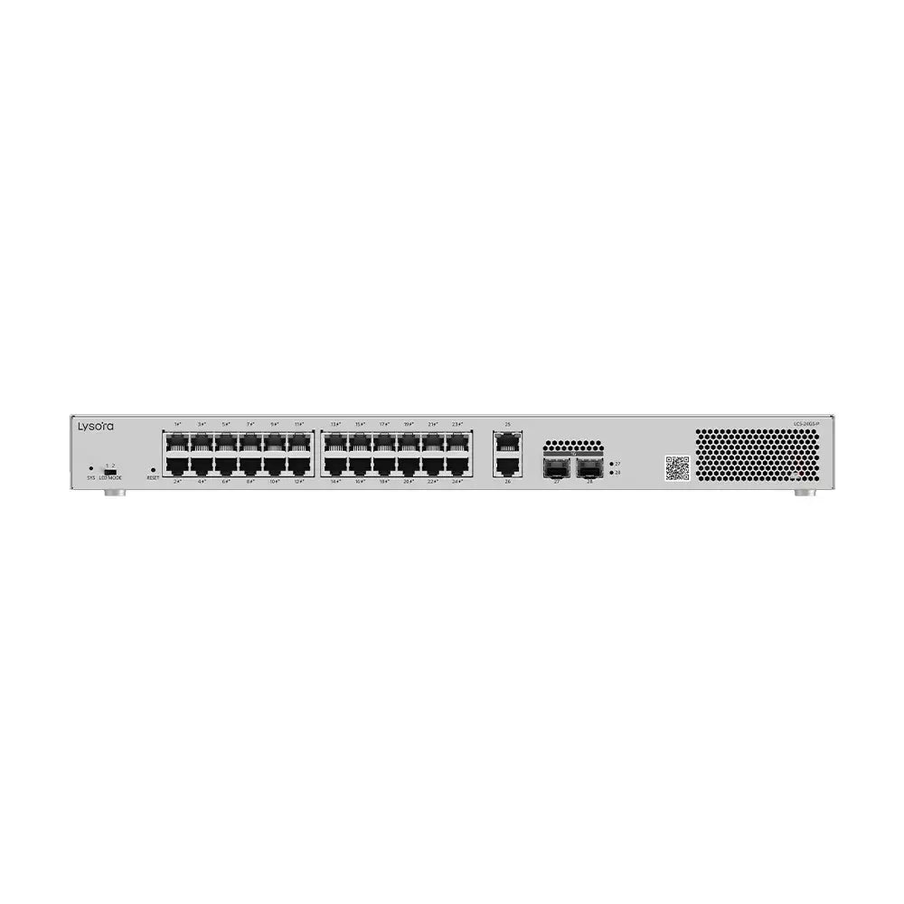 Lysora LCS-24GS-P 24-Port Gigabit Cloud Managed PoE Switch with 2 SFP Uplinks NDAA