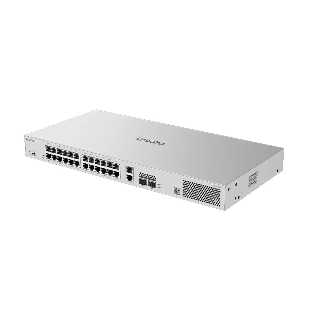 Lysora LCS-24GS-P 24-Port Gigabit Cloud Managed PoE Switch with 2 SFP Uplinks NDAA