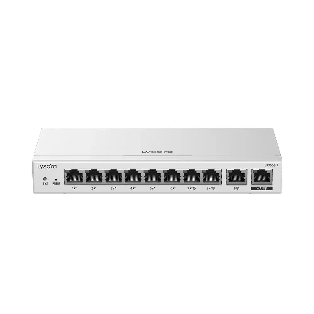 Lysora LR300G-P 10-Port Gigabit Cloud Managed PoE Router 1.5Gbps 110W Budget NDAA