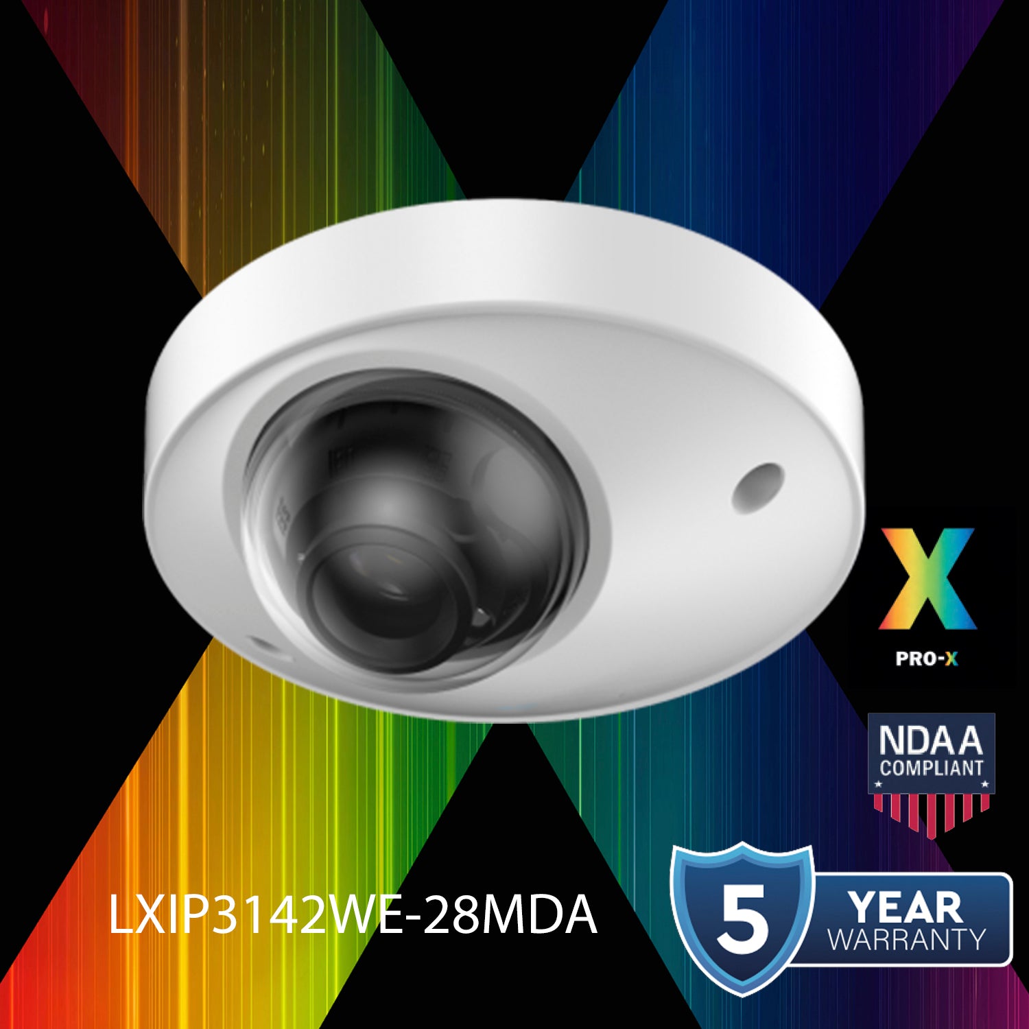 LTS Pro-X LXIP3142WE-28MDA IP 4MP AI Mini Dual Light PoE Mic Human Vehicle NDAA Dome Camera