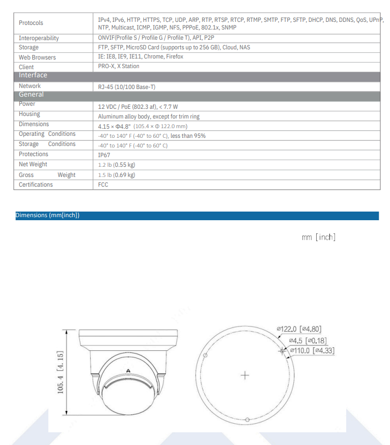 LTS Pro-X LXIP3542W-MDA IP 4MP 30fps 3.6mm Lens 98ft Matrix IR LED Ai Mic NDAA Dome Camera