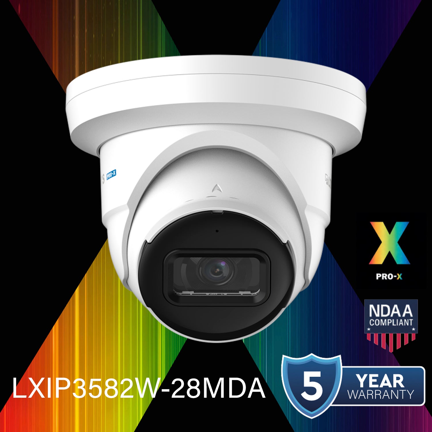 LTS Pro-X LXIP3582W-28MDA PRO-X 8MP IP 2.8mm 98ft IR WDR Builtin Mic Ai NDAA Turret Camera