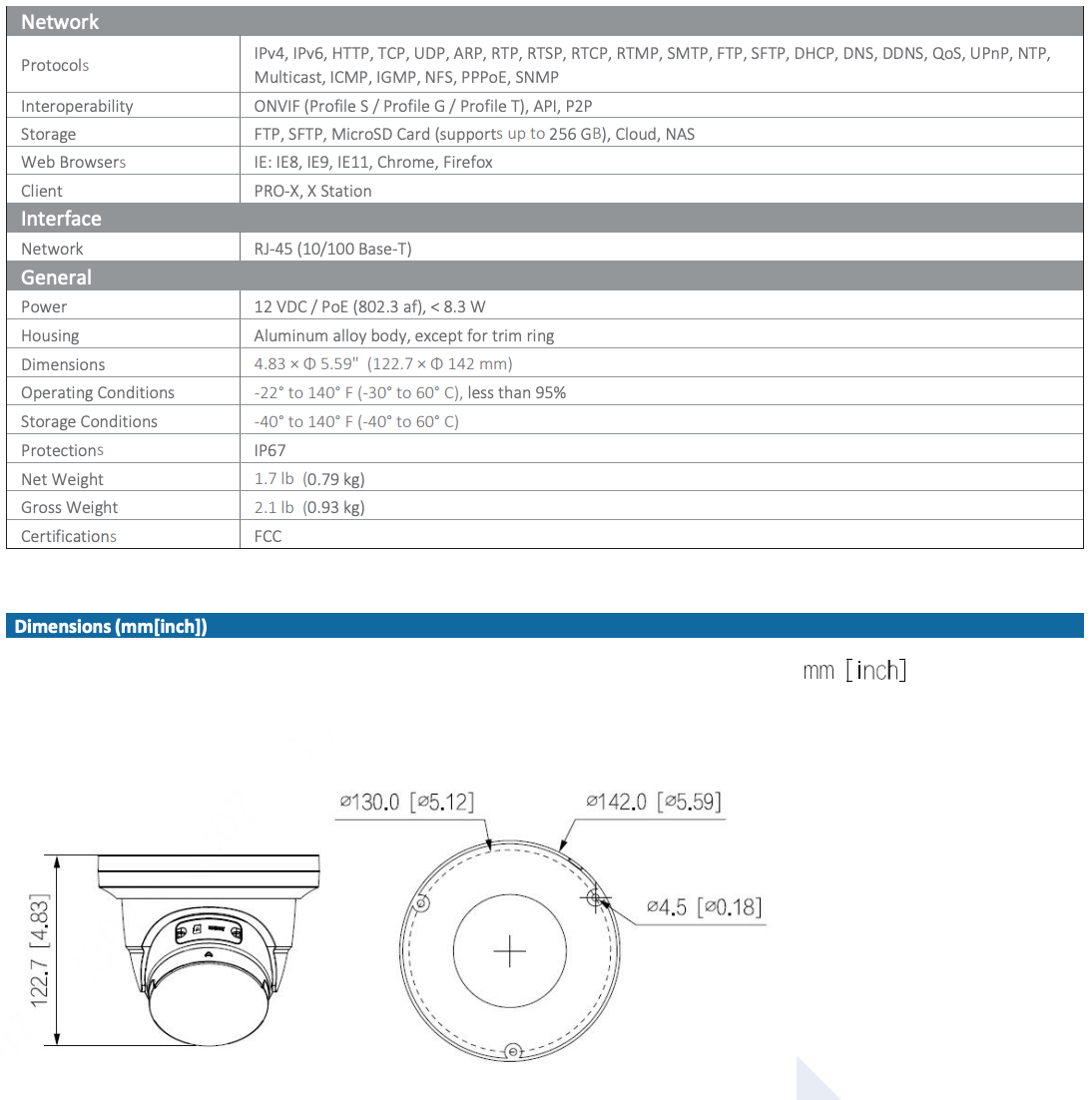 LTS Pro-X LXIP3743W-MDAZ Pro-X IP 4MP 2.7-13.5mm 131ft IR WDR Builtin Mic Ai Turret Camera