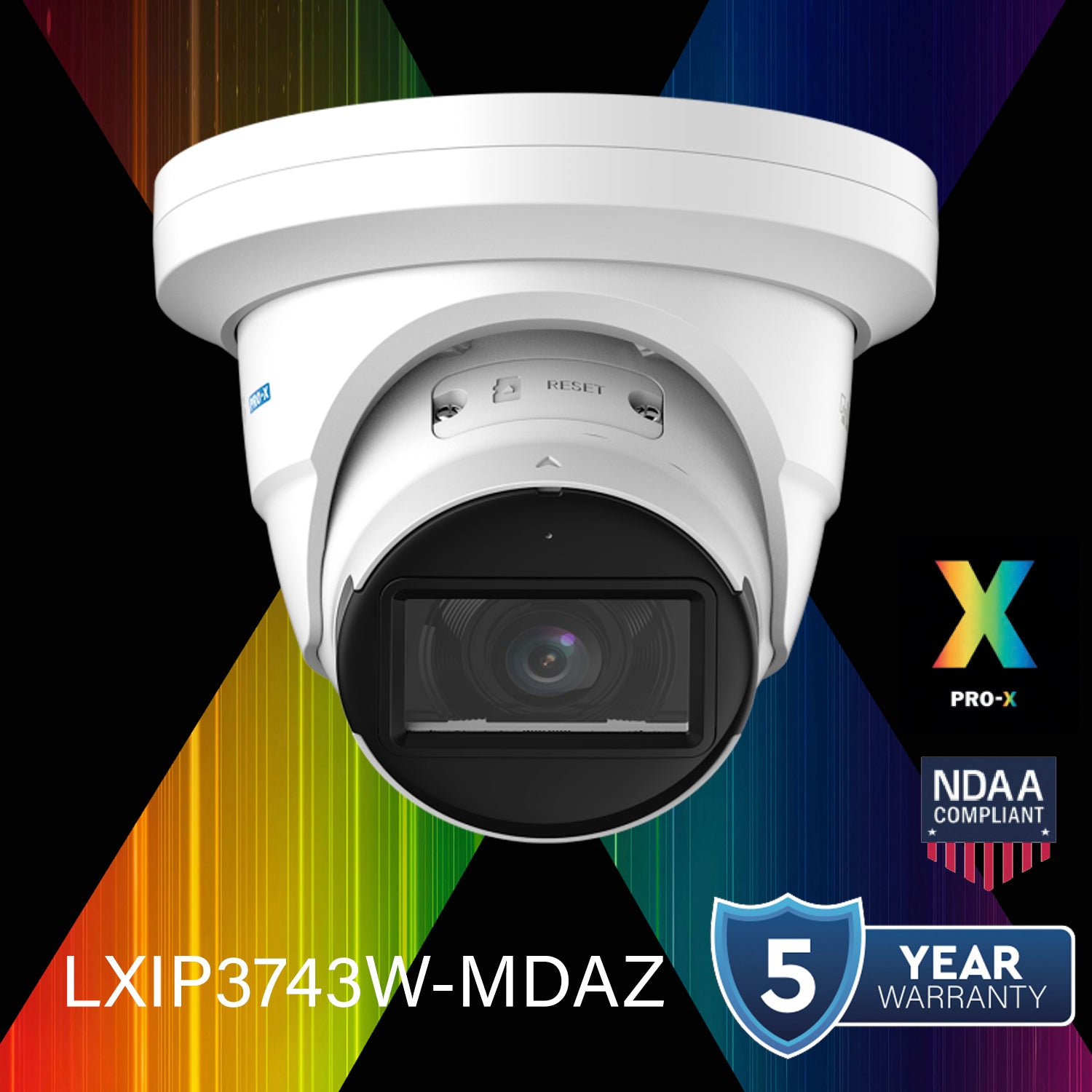 LTS Pro-X LXIP3743W-MDAZ Pro-X IP 4MP 2.7-13.5mm 131ft IR WDR Builtin Mic Ai Turret Camera