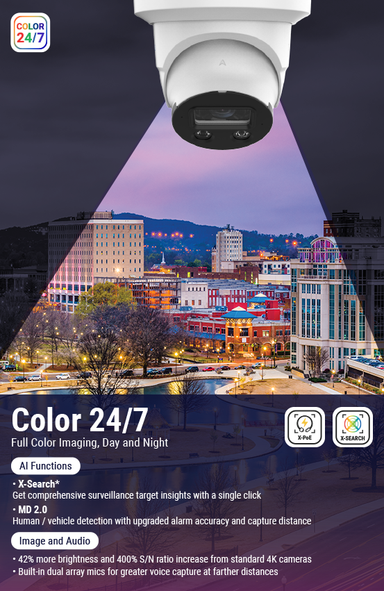 LTS Pro-X LXIP3C42NW-28MDA 4MP IP Full Color 24/7 2.8mm WDR Built-in Mic Ai Turret Camera