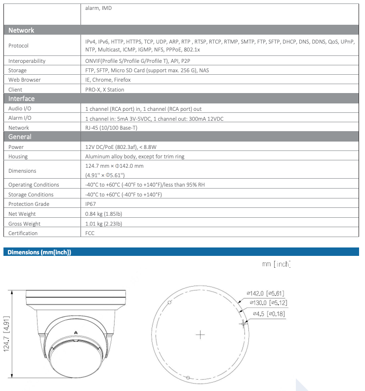 LTS Pro-X LXIP3C42NWI-28SDL IP 4MP Color 24/7 2.8mm 98ft LED Mic/Speaker NDAA Dome Camera Replacement for LXIP3C42WI-28SDL