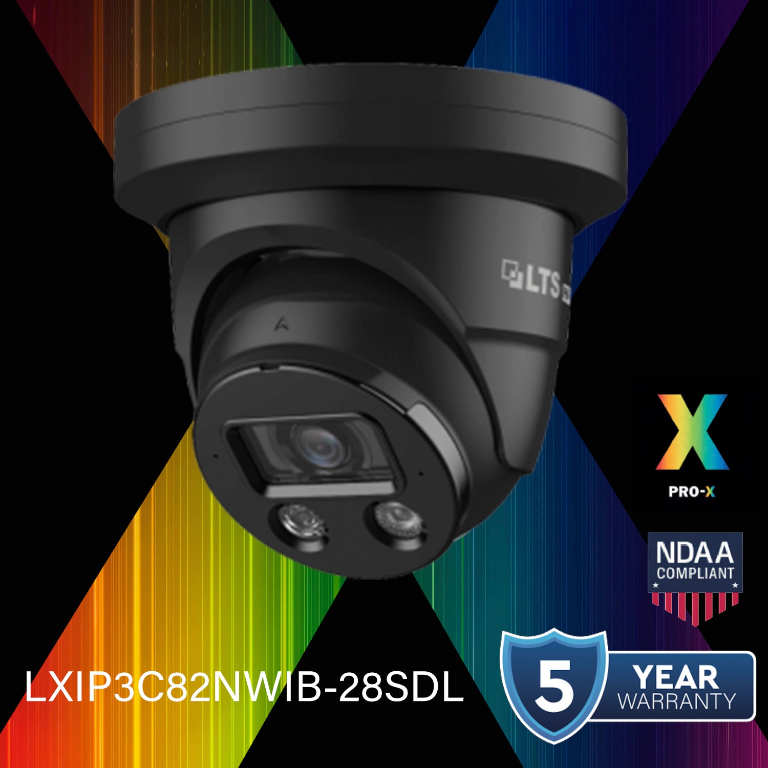 LTS Pro-X LXIP3C82NWIB-28SDL IP 8MP 98ft LED Color Deterrence Mic/Speaker Ai NDAA Camera