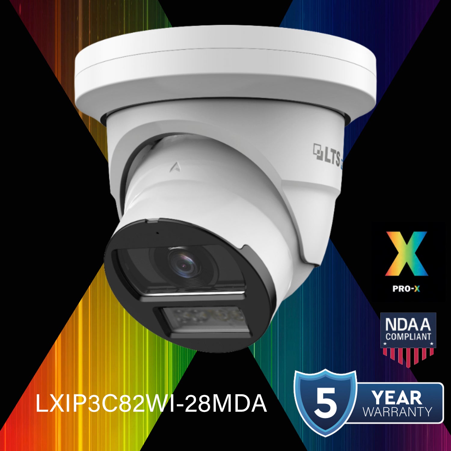 LTS Pro-X LXIP3C82WI-28MDA IP 8MP 2.8mm 98ft WDR Ai Smart Dual Light Mic NDAA Dome Camera Replacement for LXIP3C82W-28MDA
