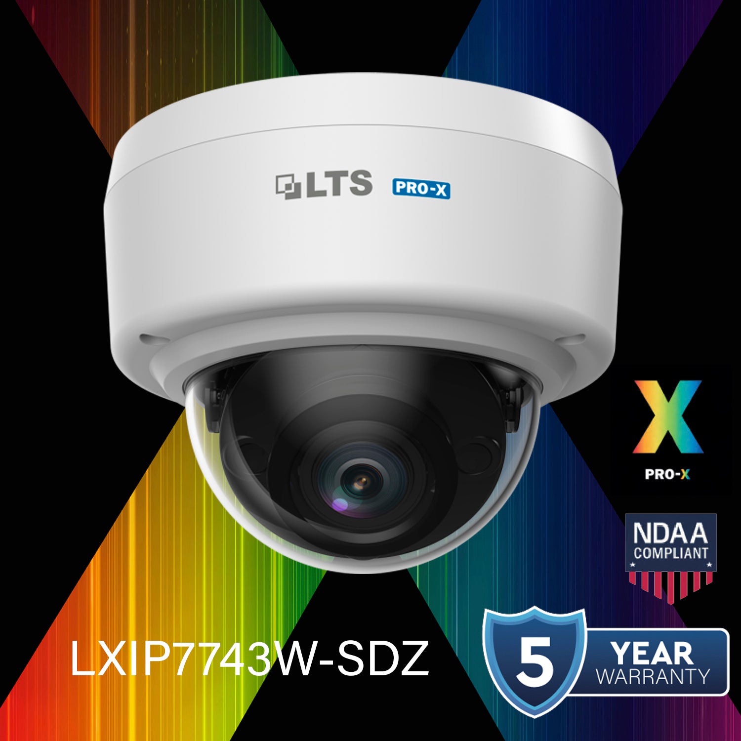 LTS Pro-X LXIP7743W-SDZ Pro-X IP 4MP 2.7-13.5mm 131ft IR WDR Built in Mic Ai Dome Camera