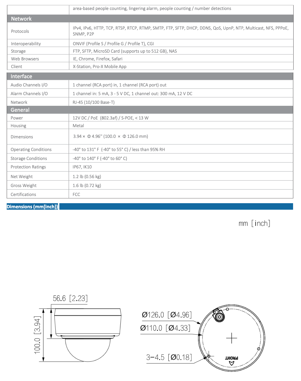 LTS Pro-X LXIP7C122WI-28MDA IP 12MP/5K 2.8 mm 98ft IR & LED Mic Vandal NDAA Dome Camera
