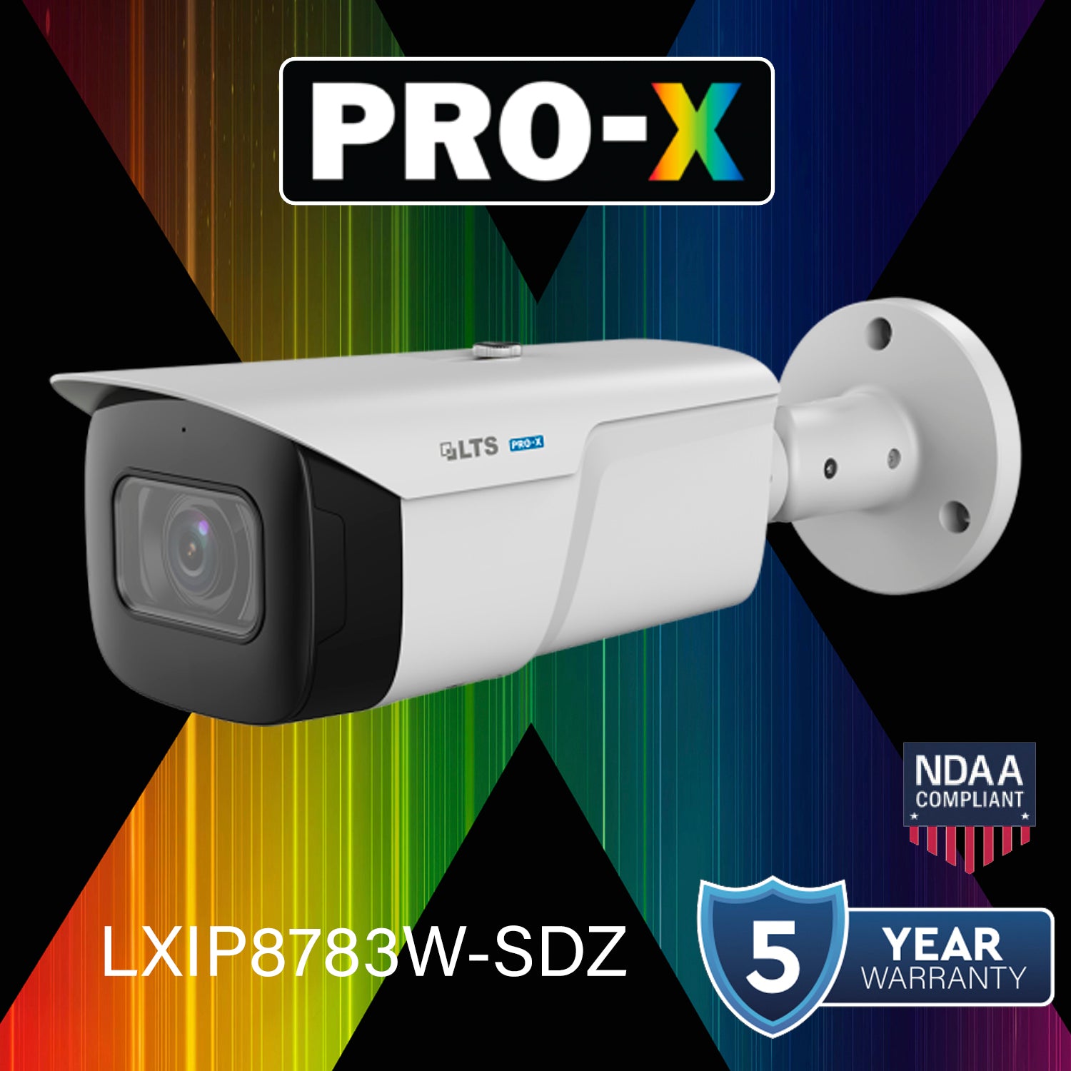 LTS Pro-X LXIP8783W-SDZ PRO-X 8MP/4K 2.7-13.5mm VF Lens WDR Ai 197ft IR PoE Bullet Camera