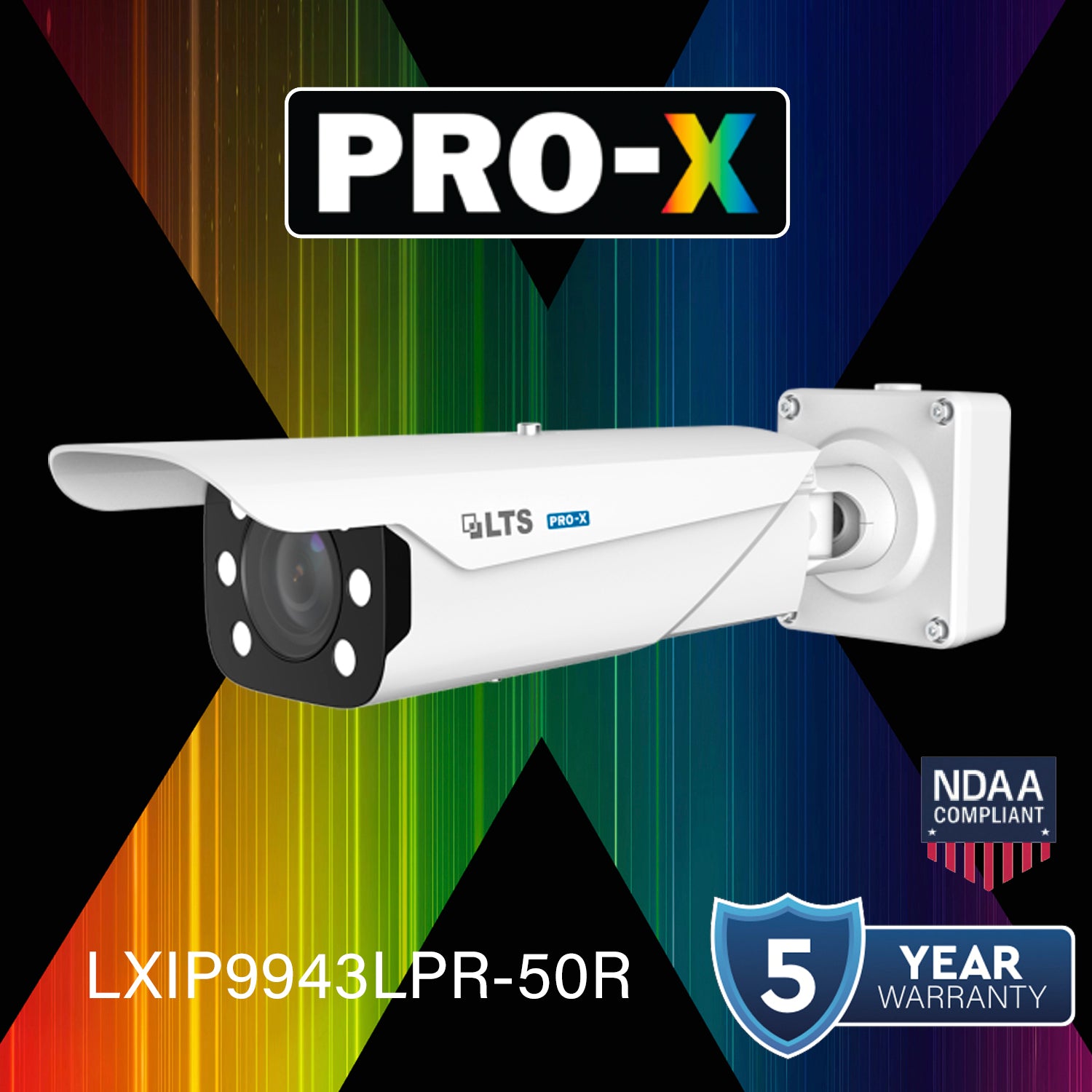 LTS Pro-X LXIP9943LPR-50R PRO-X IP 4MP 98ft IR License Plate Recognition LPR Bullet Camera