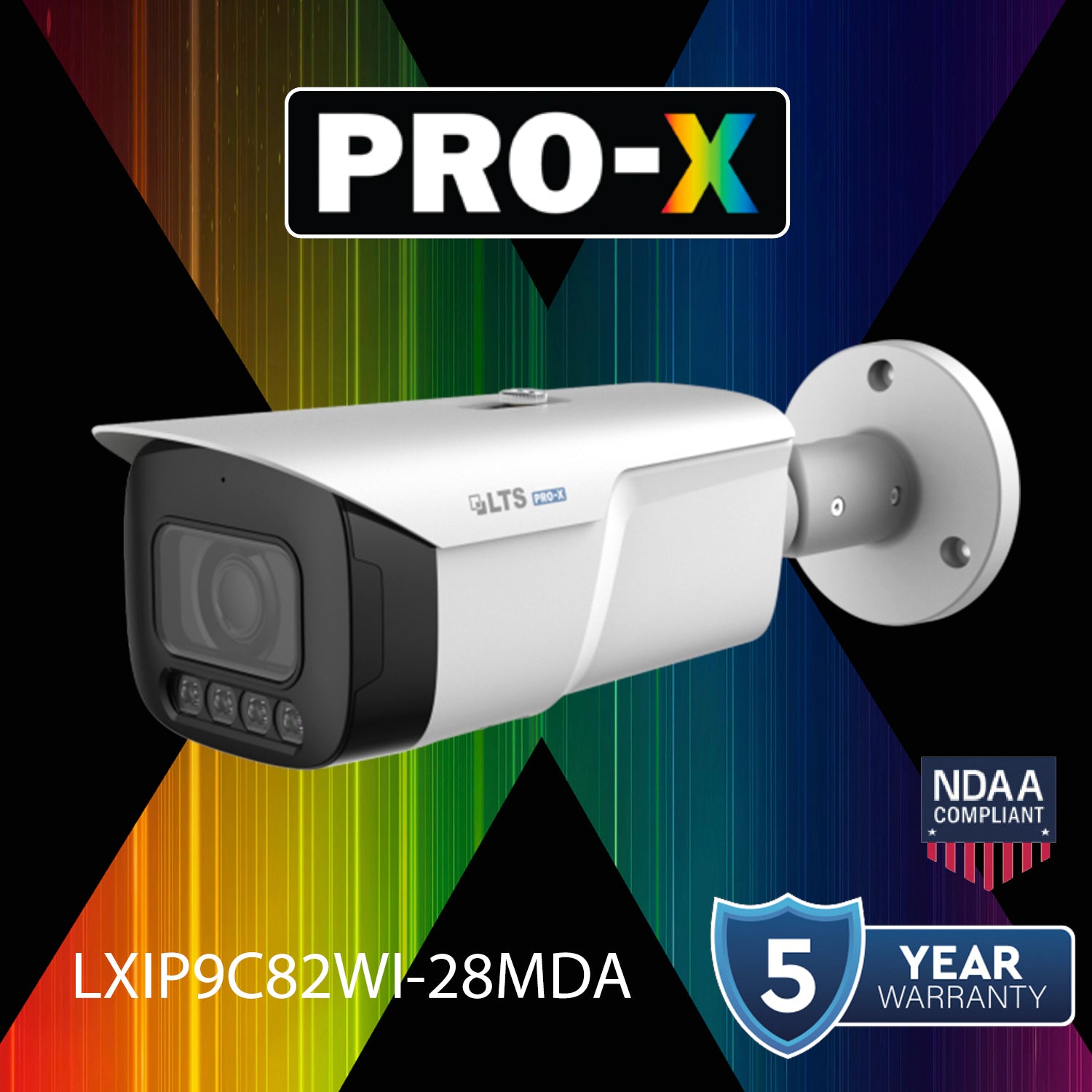 LTS Pro-X LXIP9C82WI-28MDA IP 8MP/4K 2.8mm 98ft Smart Dual Light Mic WDR Ai Bullet Camera
