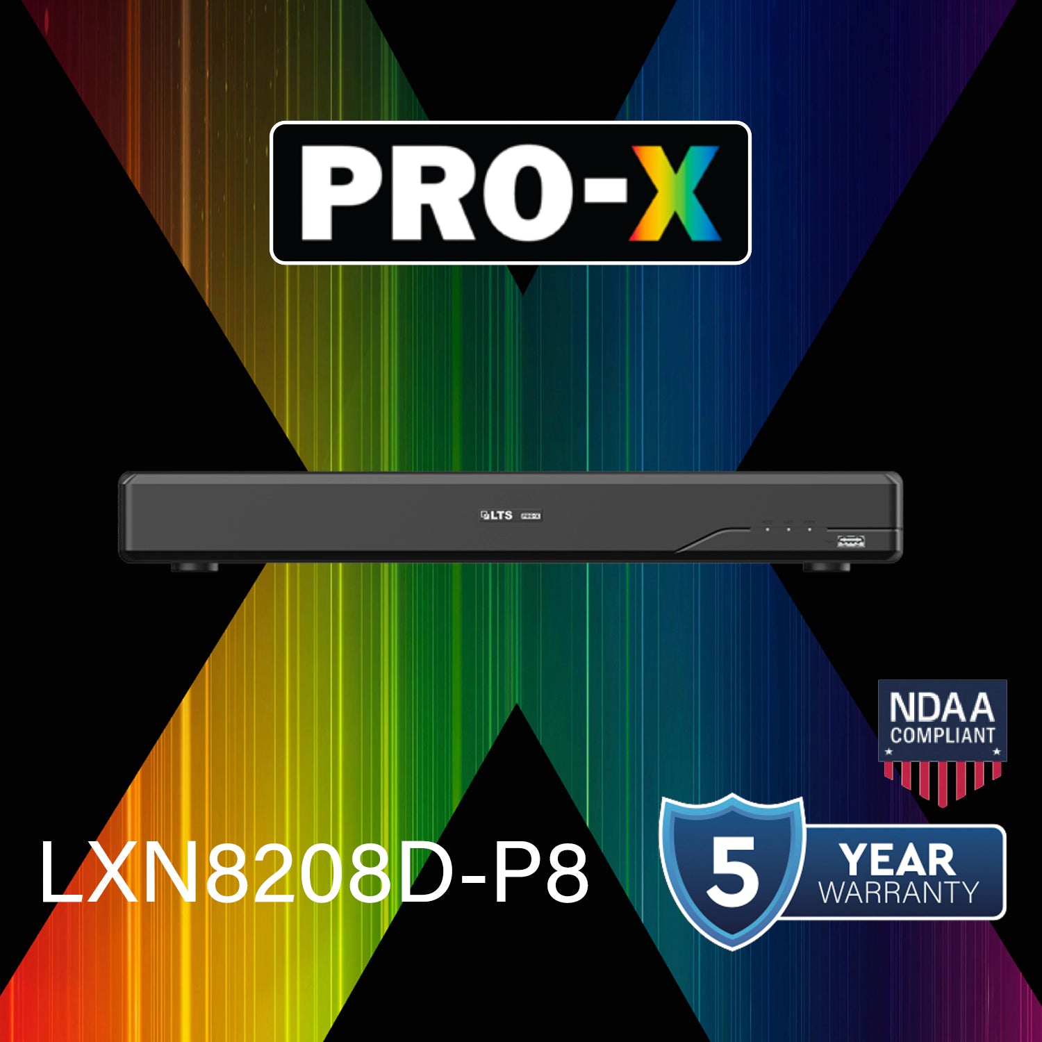 LTS Pro-X LXN8208D-P8 Pro-X 8CH IP Up to 16MP Human and Vehicle Detection 8 PoE NDAA NVR
