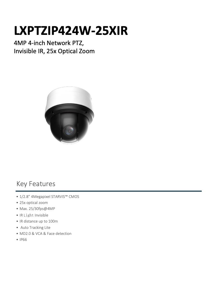 LTS Pro-X LXPTZIP424W-25XIR IP 4MP 25x Zoom Invisible IR Auto Tracking indoor PTZ Camera Replacement for LXPTZIP414W-X25IR
