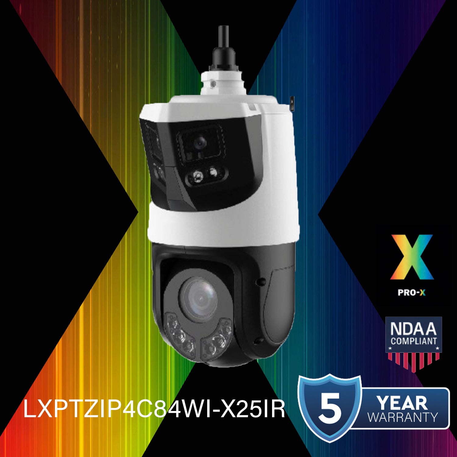 LTS Pro-X LXPTZIP4C84WI-X25IR IP 4MP 25x Zoom 2 x 4MP Pano 328ft LED NDAA Tracking Camera