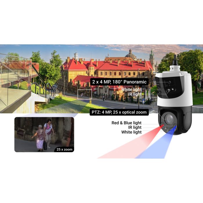 LTS Pro-X LXPTZIP4C84WI-X25IR IP 4MP 25x Zoom 2 x 4MP Pano 328ft LED NDAA Tracking Camera