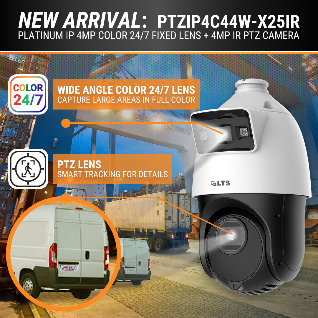 LTS Platinum PTZIP4C44W-X25IR IP 4MP 2.8mm Color & 4.8-120mm Tracking Dual Lens PTZ Camera